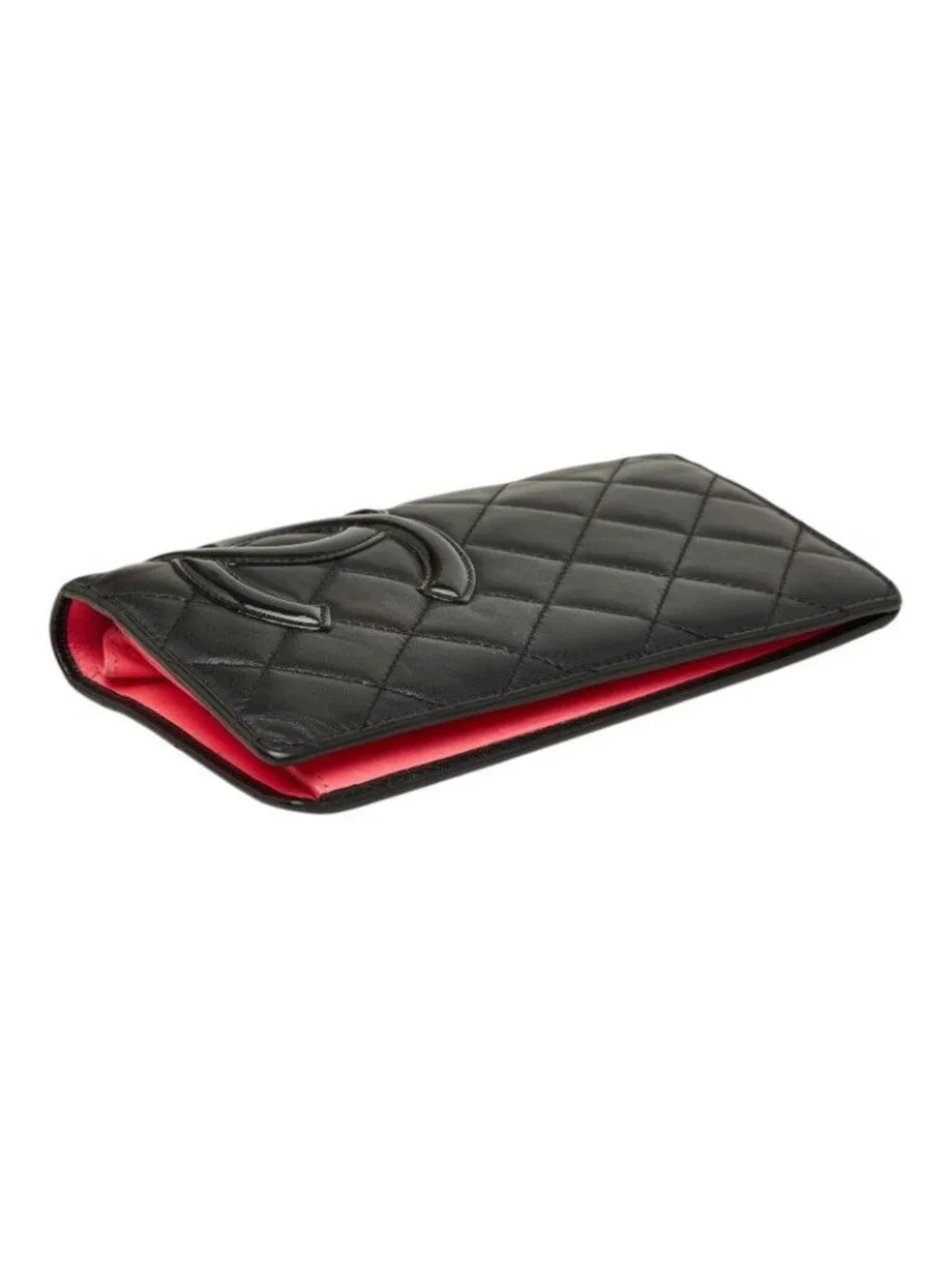 Chanel CC Logo Cambon Line Wallet Black Leather
